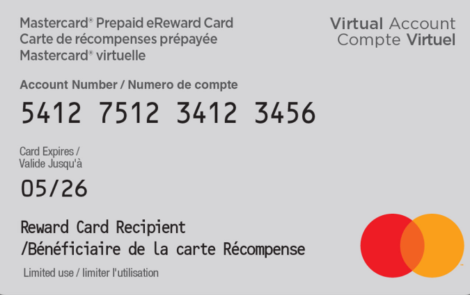 Mastercard® Prepaid eReward Card, 12 Month Expiration
